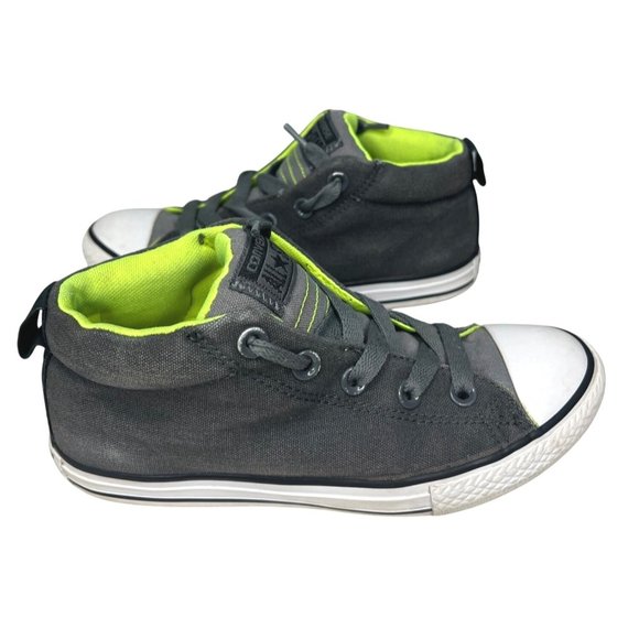 Converse Chunk Taylor All Star Kids' Sneakers Stylish Gray & Neon Green Size 2.5 - Picture 5 of 10